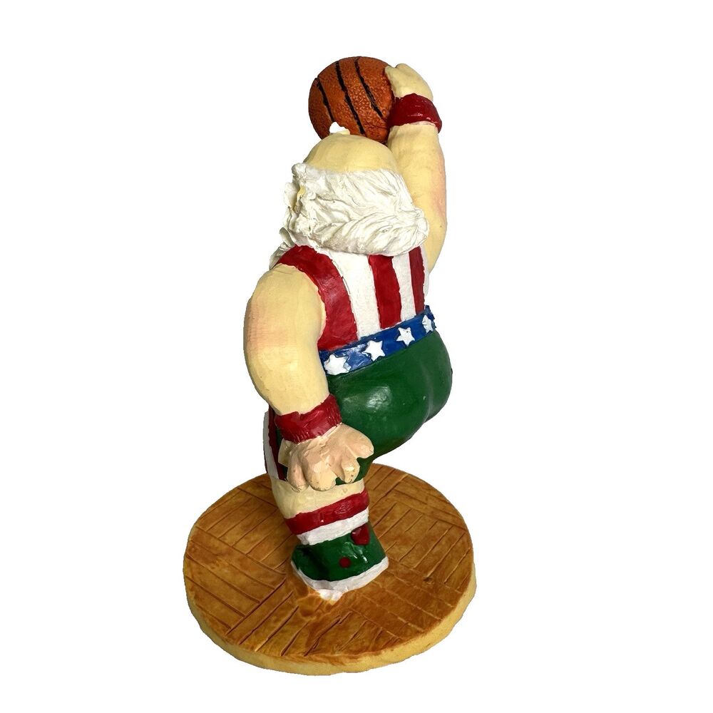 Retro 1990's Basketball Playing Santa 5" Figurine Christmas Red White & Blue - Picture 5 of 7